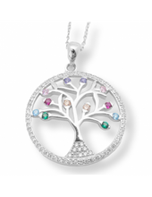 Charger l'image dans la galerie, Collier arbre de vie en argent 925 rhodié avec zirconium de couleur