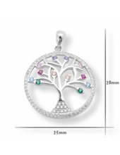 Charger l'image dans la galerie, Collier arbre de vie en argent 925 rhodié avec zirconium de couleur