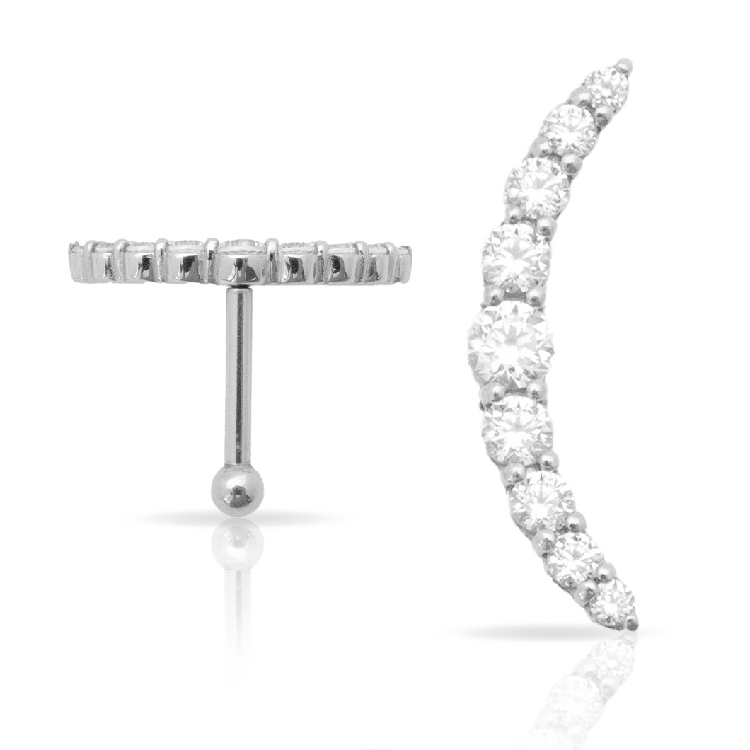 Labret LUNE 1.2x8mm avec oxyde de zirconium - acier