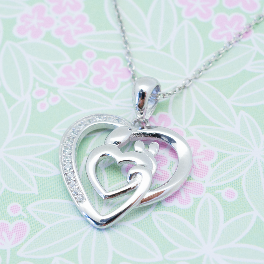 Collier COEUR MAMAN/ENFANTS en argent 925