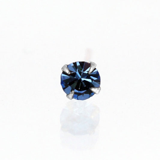 Piercing nez coudé avec zirconium bleu clair - argent 925